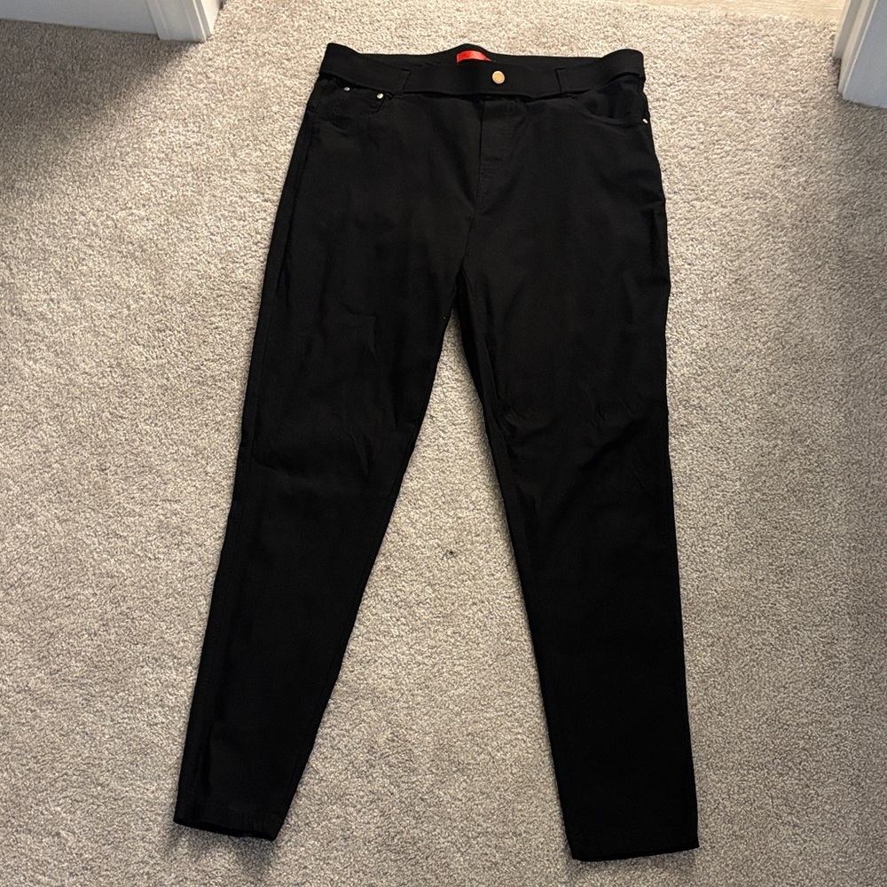 Black Womens Maze Collection Large Elastic Waist Pants Skinny Cut
